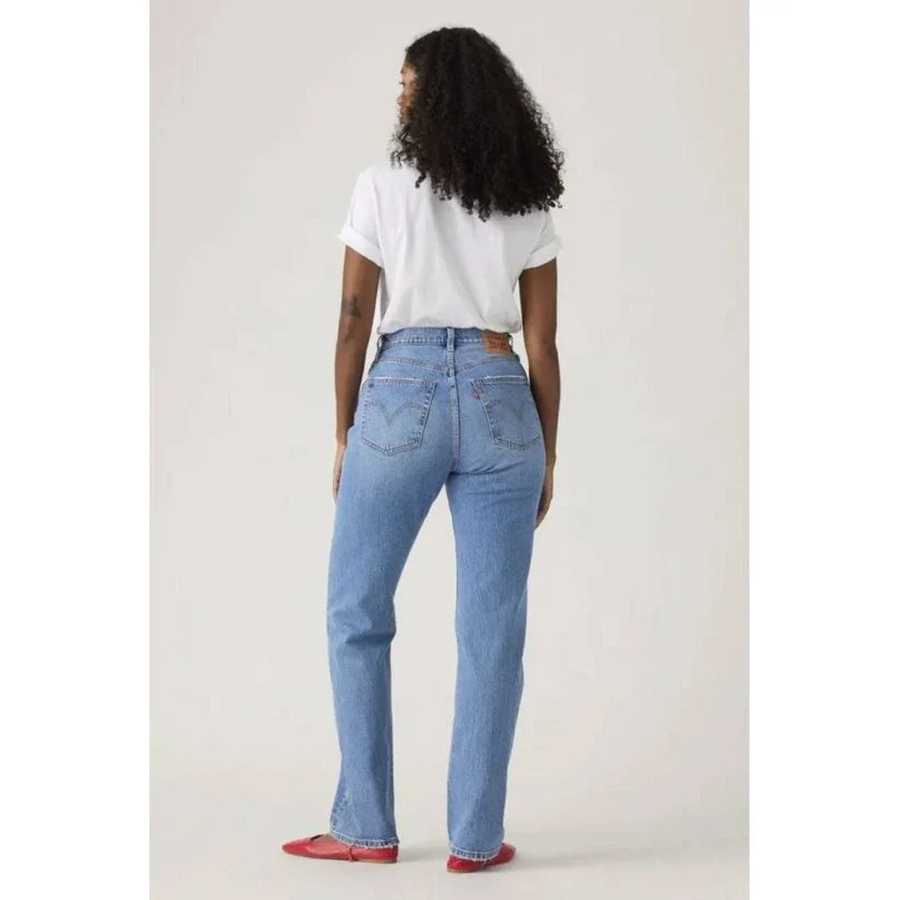 Levis 501 Curve Womens Straight Leg Jeans Blue Medium Denim W30 L30‎ Button Fly